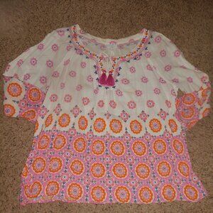 J. Jill Boho Hippie Tassel Top L